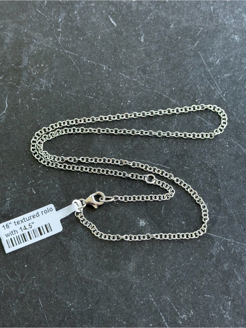 14kt. White Gold  Textured Rolo Chain Necklace 16”